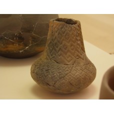 Clay vase, geometrically-derived cross, diamond shape